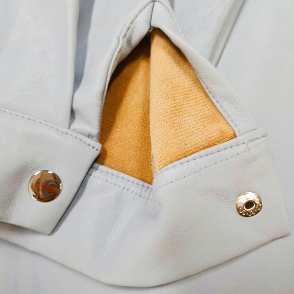 EUC Missguided Faux Vegan Leather Snap Front Shacket Jacket Sz. 6 Baby Blue - Picture 4 of 9